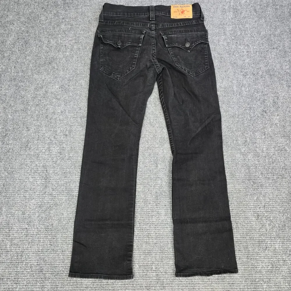True Religion Ricky Flap SN Jeans Mens 32x32 Rinse Black Relaxed Straight Denim